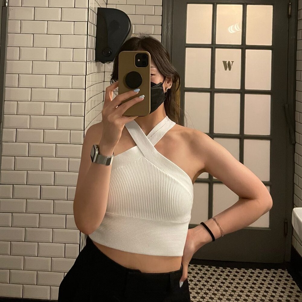 Abercrombie Women's Ottoman Rib Twist Tank (Size XS, White)